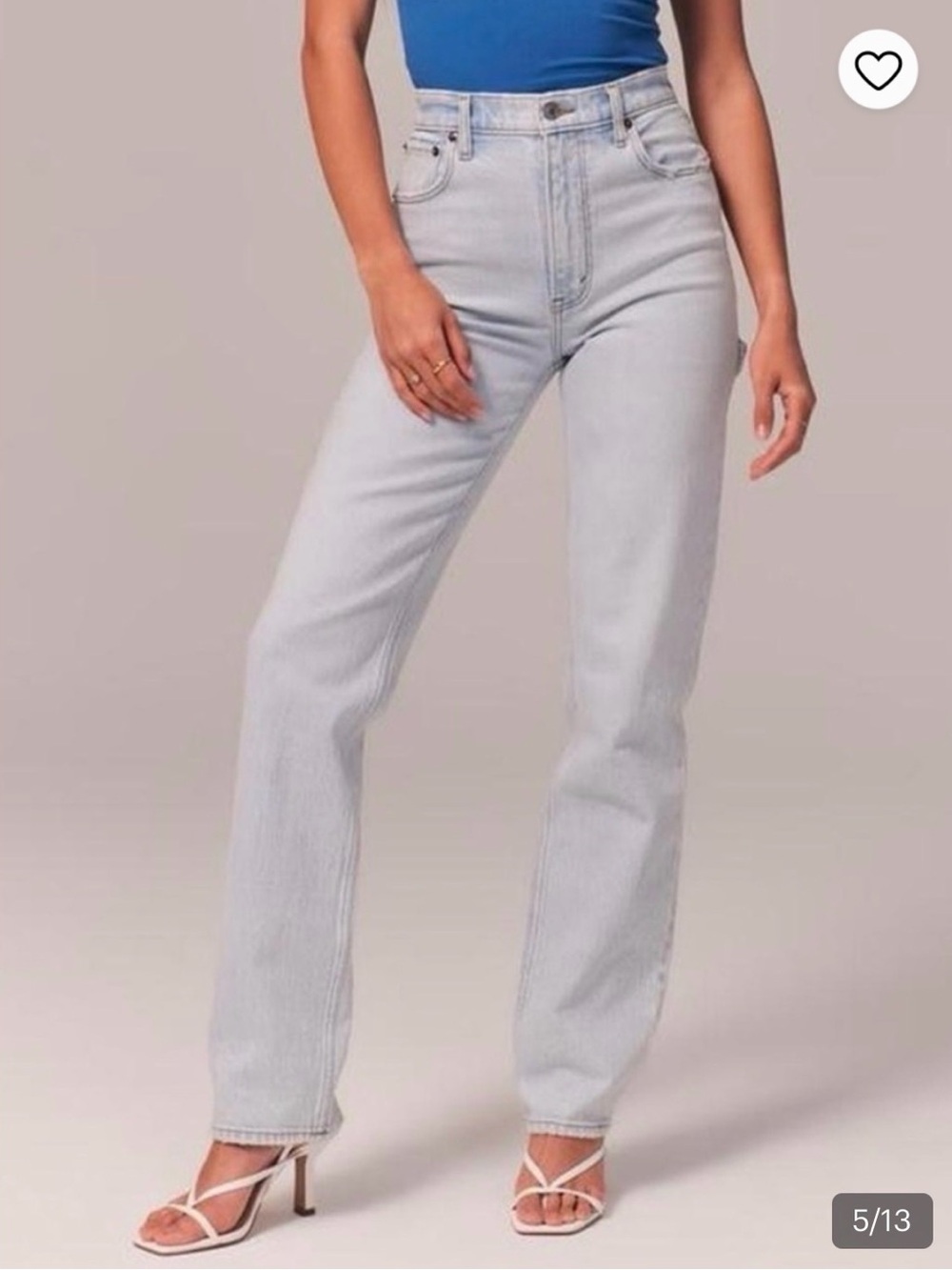 Abercrombie & Fitch carpenter High-Rise Straight Light Blue Jeans -curvelove